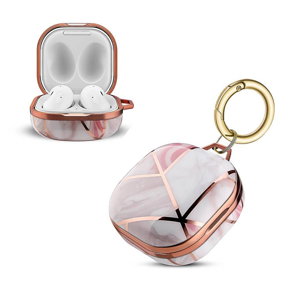 Alt View 17. SaharaCase - Marble Series Case for Samsung Galaxy Buds Live, Galaxy Buds Pro, Galaxy Buds2 Pro and Galaxy Buds FE - Pink.