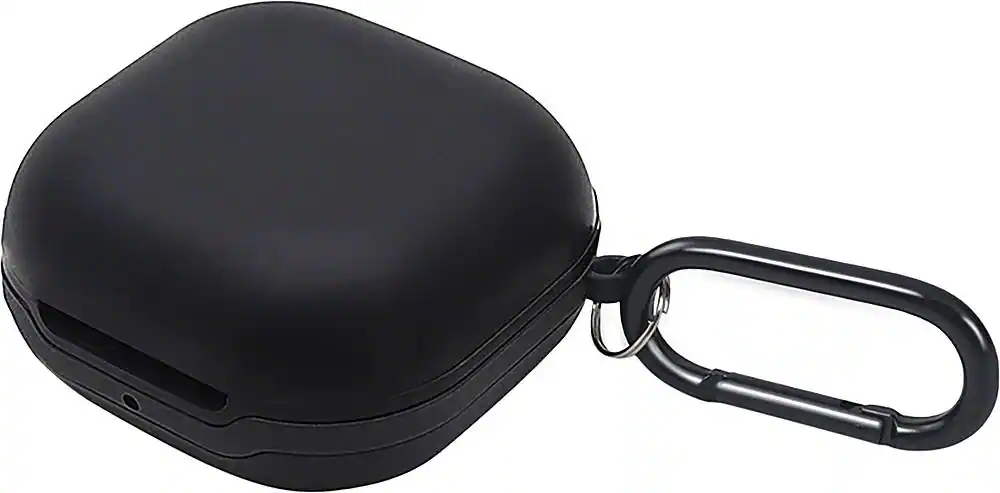 Angle. SaharaCase - Silicone Case for Samsung Galaxy Buds Live, Galaxy Buds Pro, Galaxy Buds2 Pro and Galaxy Buds FE - Black.