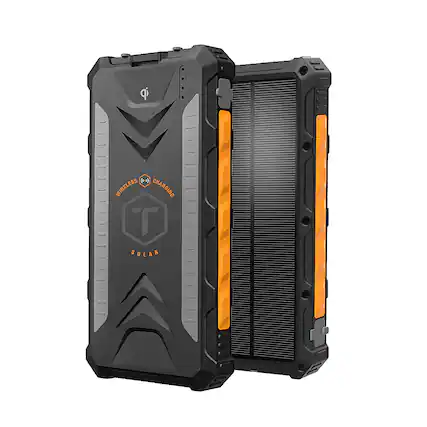 Front. ToughTested - ROC 10,000 mAh Portable Charger for Most Qi- and USB-Enabled Devices - Black/Orange.