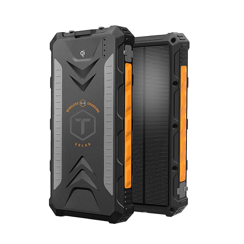 Front. ToughTested - ROC 10,000 mAh Portable Charger for Most Qi- and USB-Enabled Devices - Black/Orange.