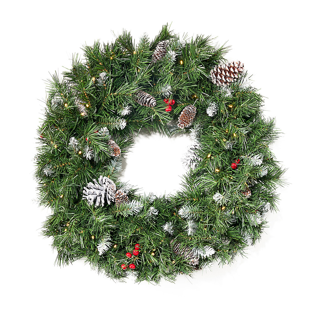 Noble House Cragin 22 in. Eucalyptus Artificial Christmas Wreath with Berries and Pinecones