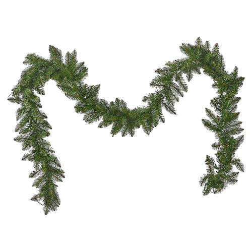 Noble House - 9-foot Fraser Fir Pre-Lit Warm White LED Artificial Christmas Garland - Green