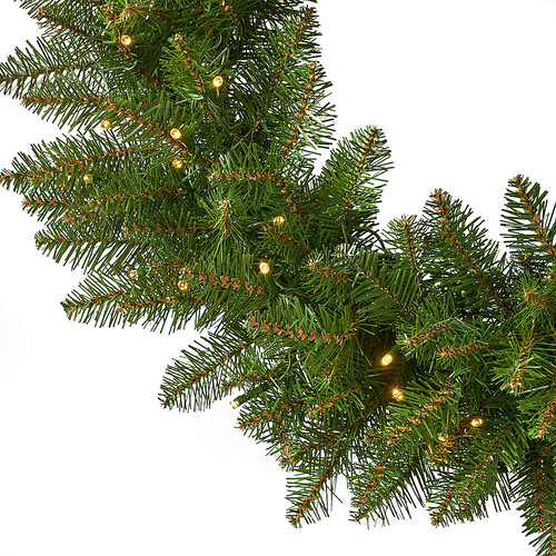 Noble House - 24" Fraser Fir Pre-Lit Warm White LED Artificial Christmas Wreath - Green