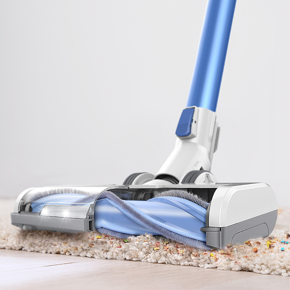 Left View: Samsung - Bespoke Jet Cordless Stick Vacuum with All In One Clean Station® - Misty White
