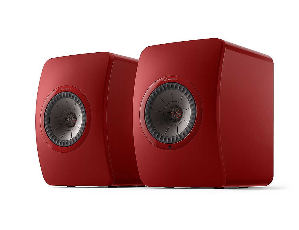 Angle View: KEF - LS50 WIRELESS II Bookshelf Speakers Pair - Red