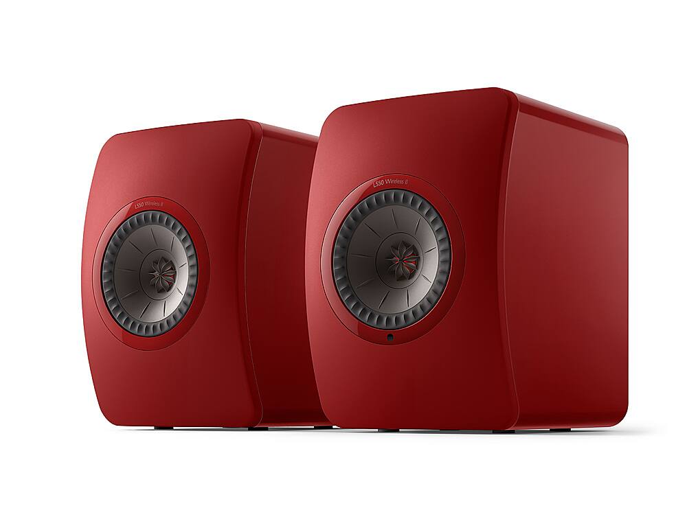 Angle. KEF - LS50 WIRELESS II Bookshelf Speakers Pair - Red.