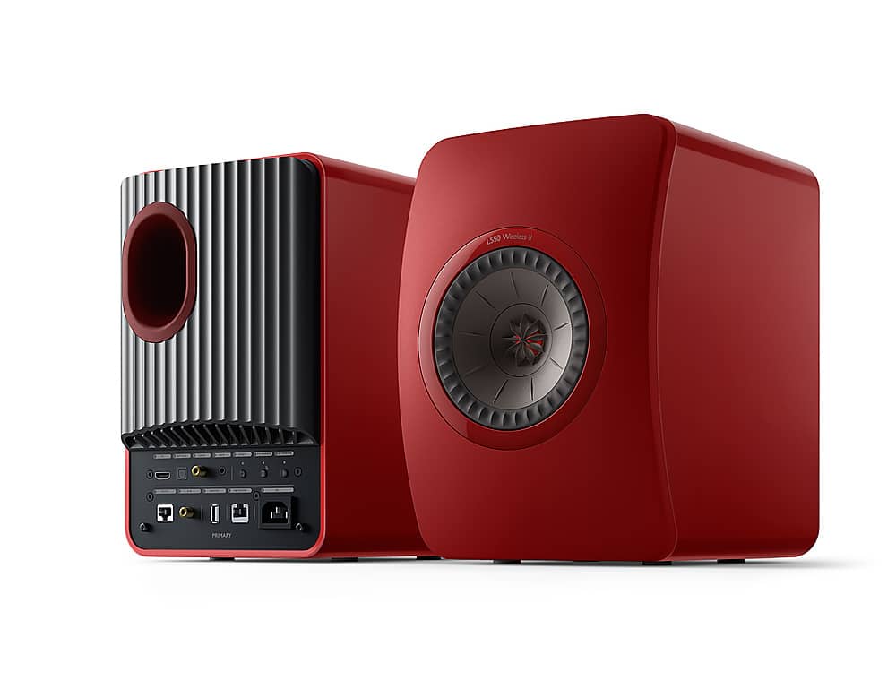 Left. KEF - LS50 WIRELESS II Bookshelf Speakers Pair - Red.