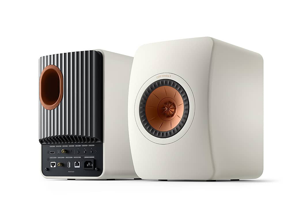 KEF - LS50 WIRELESS II Bookshelf Speakers (Pair) - White - Front_Zoom