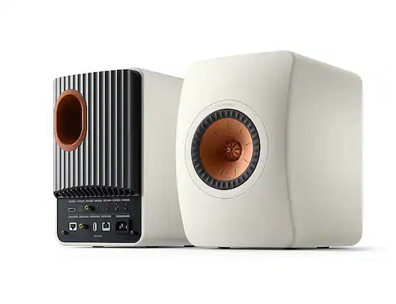 Front. KEF - LS50 WIRELESS II Bookshelf Speakers Pair - White.