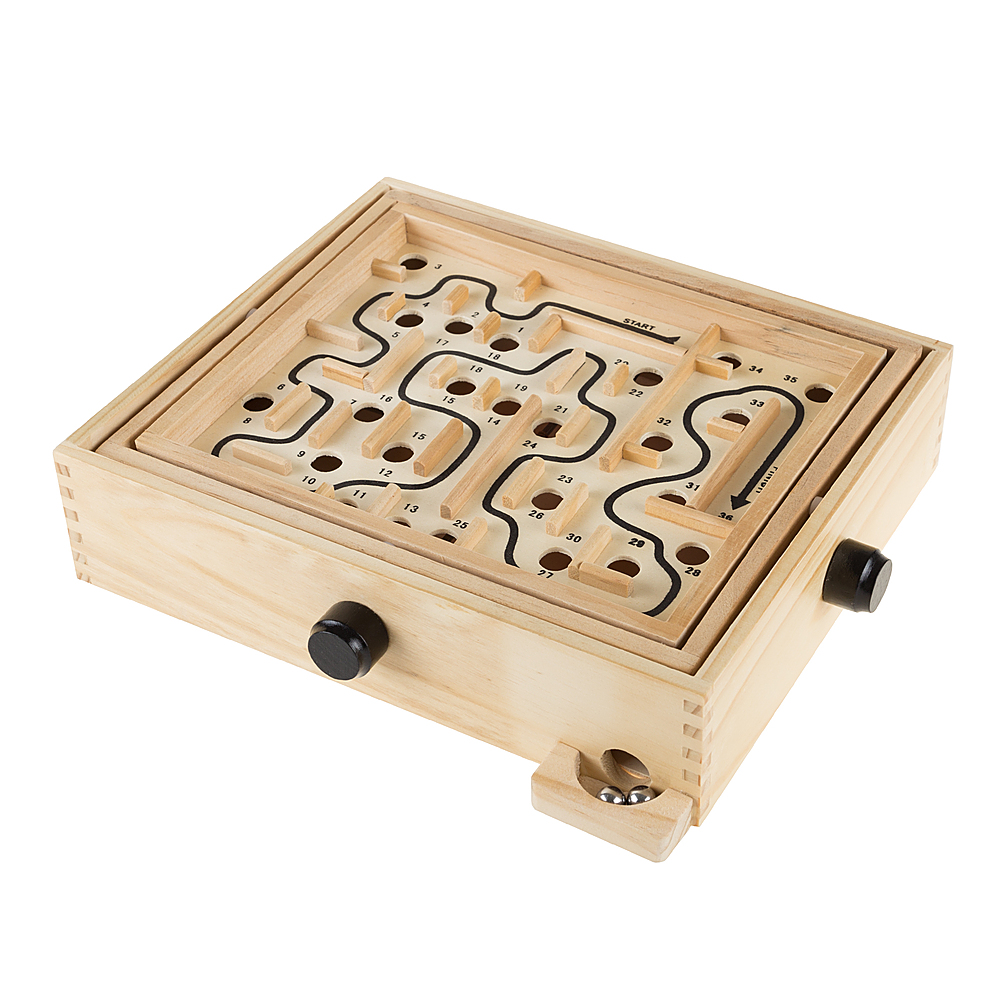 Labyrinth Wooden Maze Game with Two Steel Marbles, Puzzle Game for Adults, Boys and Girls by Hey! Play!