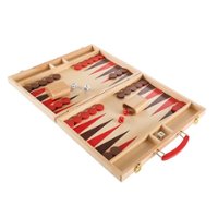 Hey! Play! - Wood Backgammon Board Game- Complete Set With Folding Board for Storage, Portable Handle, and Full Game Accessories - Alt_View_Zoom_11