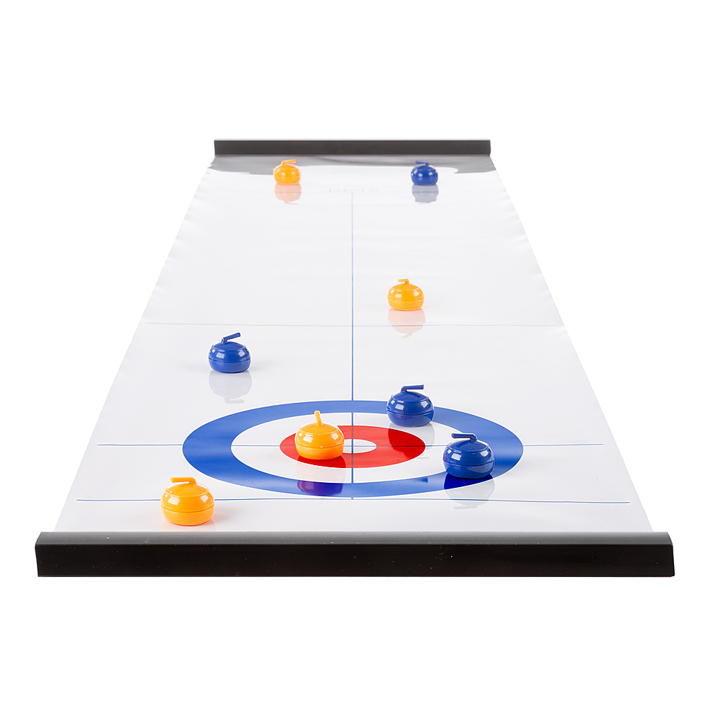 Hey! Play! - Tabletop Curling Game - Portable Indoor Desktop Roll Up Magnetic Competition Board Game with Eight Stones