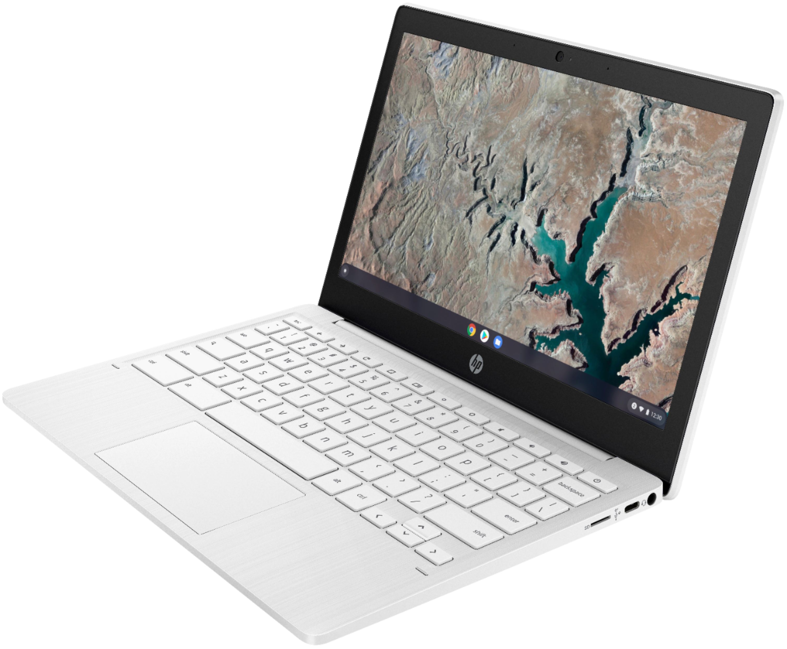 Angle View: HP - 11" Chromebook - MediaTek MT8183 - 4GB Memory - 32GB eMMC - Snow White
