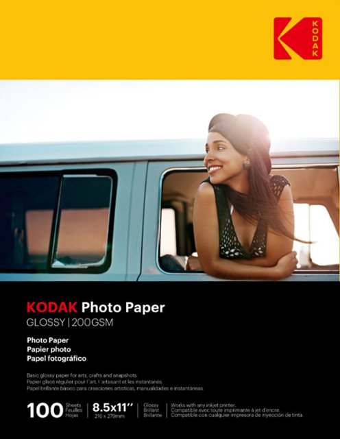 Front Zoom. Kodak - Glossy - Photo Paper - 8.5"x11", 100 sheets - Paper - White.