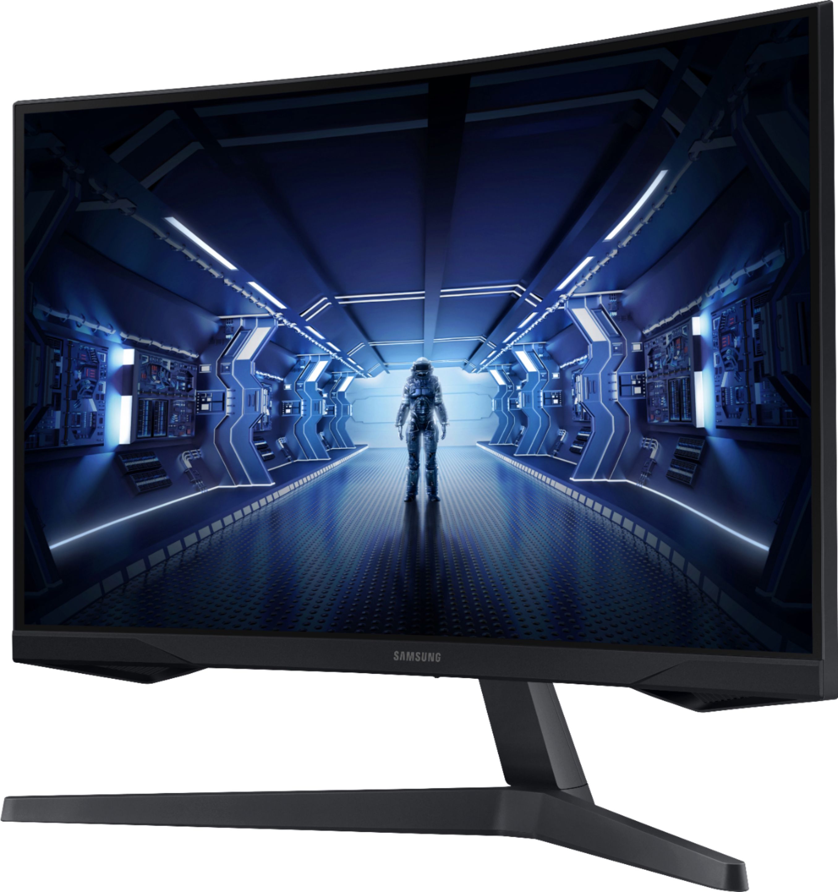 Left View: Samsung - Geek Squad Certified Refurbished Odyssey Neo 49" LED Curved FreeSync and G-SYNC Compatable Monitor with HDR - Black