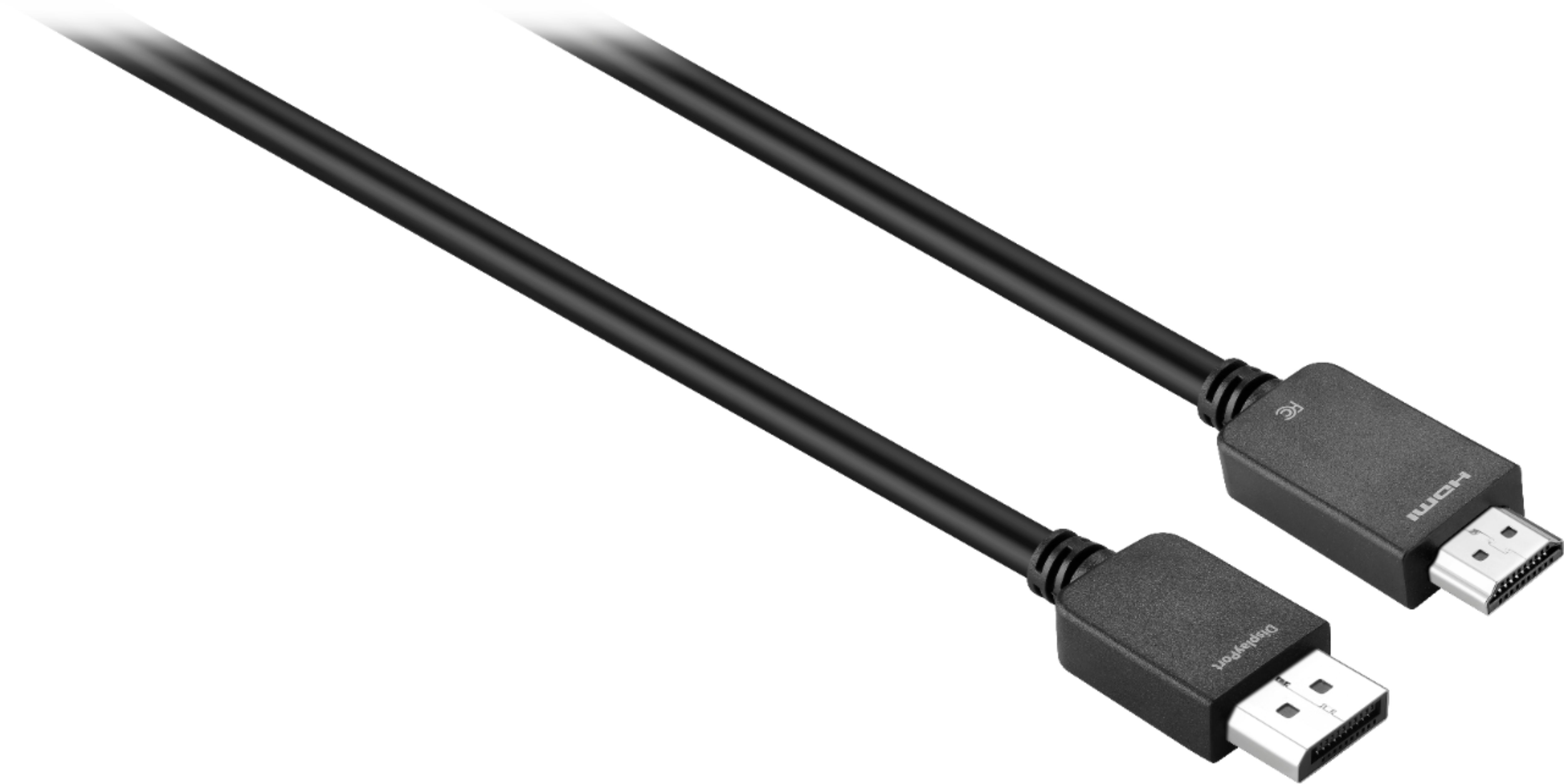 Left View: Best Buy essentials™ - 6' DisplayPort to HDMI Cable - Black
