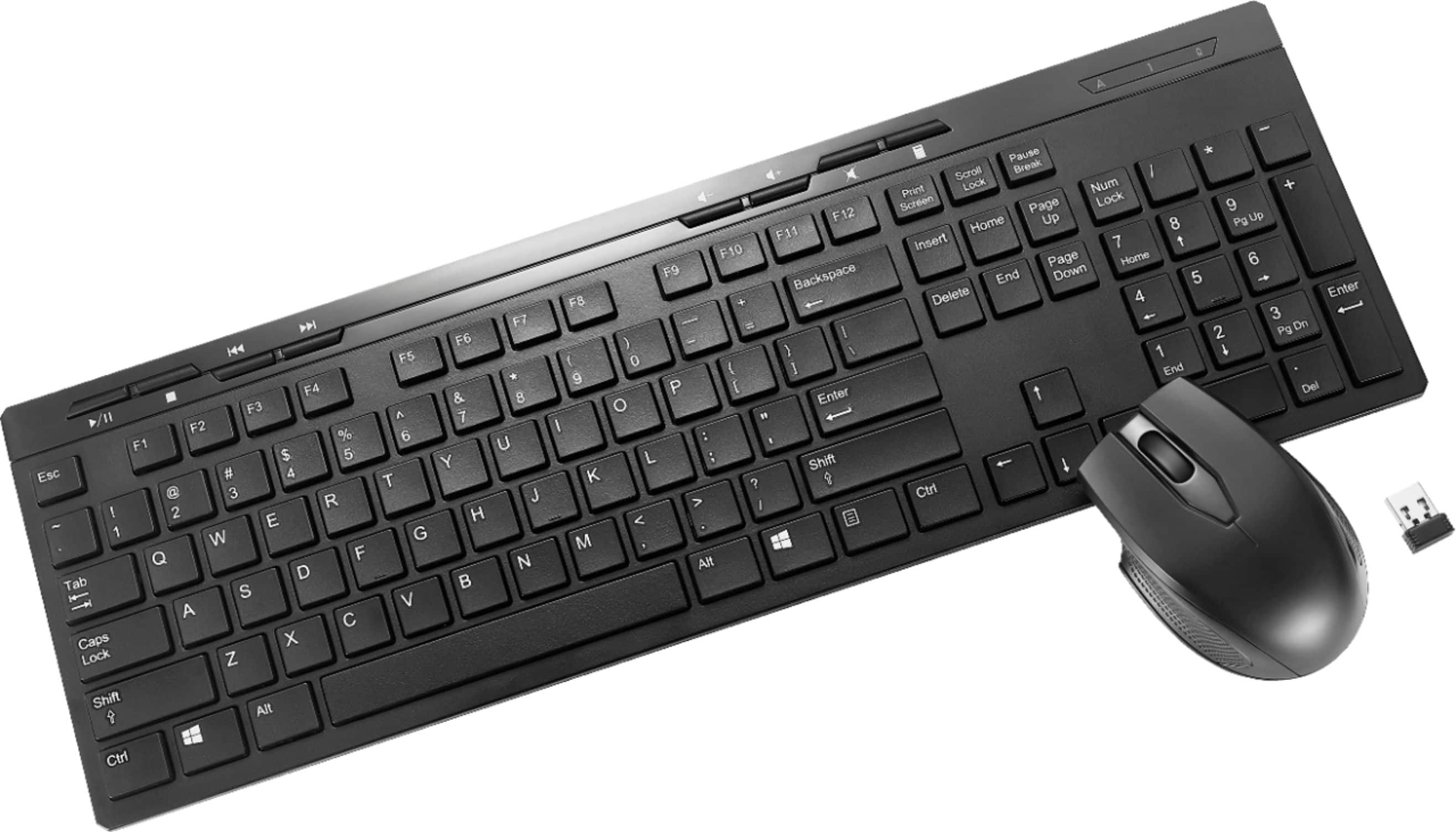 Alt View 12. Best Buy essentials™ - Full-size Wireless Membrane Keyboard and Mouse Bundle with USB Reciever - Black.