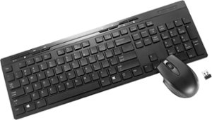 Best Buy essentials™ - BE-PKRFCO Full-size Wireless Membrane Keyboard and Mouse Bundle with USB Reciever - Black - Front_Zoom