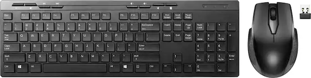 Front. Best Buy essentials™ - Full-size Wireless Membrane Keyboard and Mouse Bundle with USB Reciever - Black.