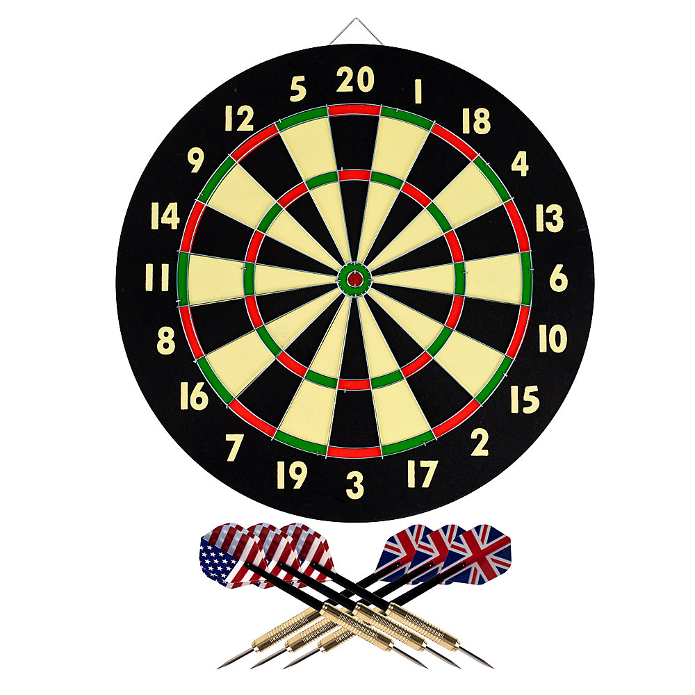 Trademark Games - Dart Game Set with 6 Darts & Board - Black, Red