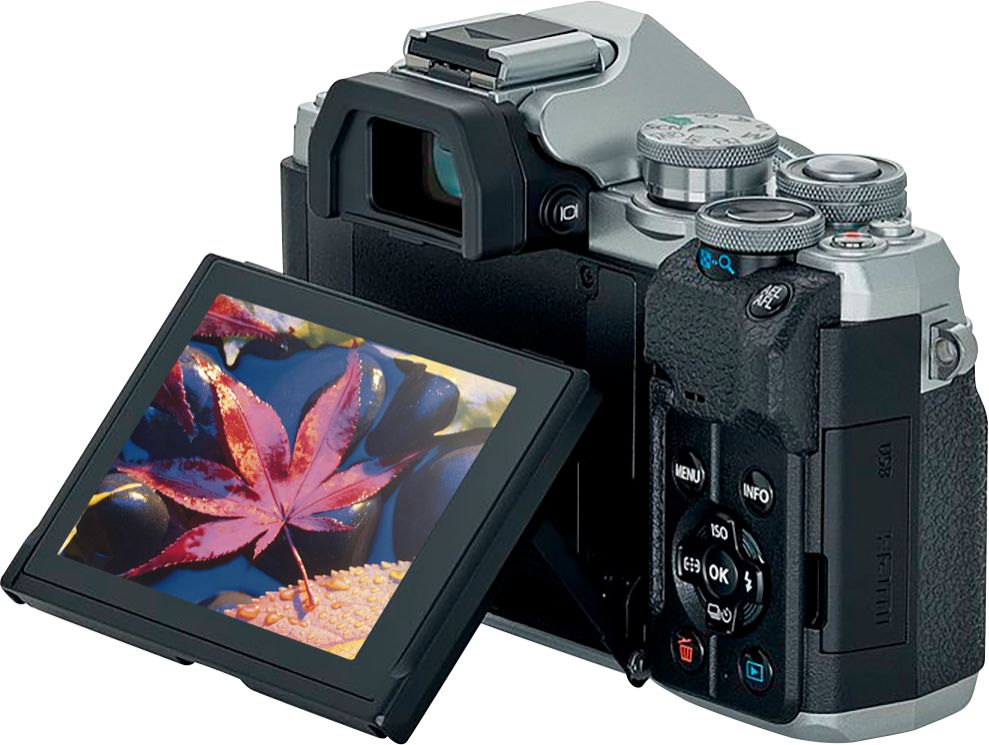 Angle View: Olympus - V207132SU000 OM-D E-M10 Mark IV Mirrorless Digital Camera with 14-42mm Lens - Black