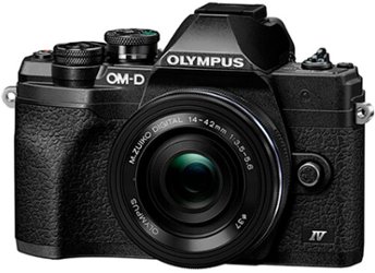 Olympus - V207132SU000 OM-D E-M10 Mark IV Mirrorless Digital Camera with 14-42mm Lens - Black - Front_Zoom