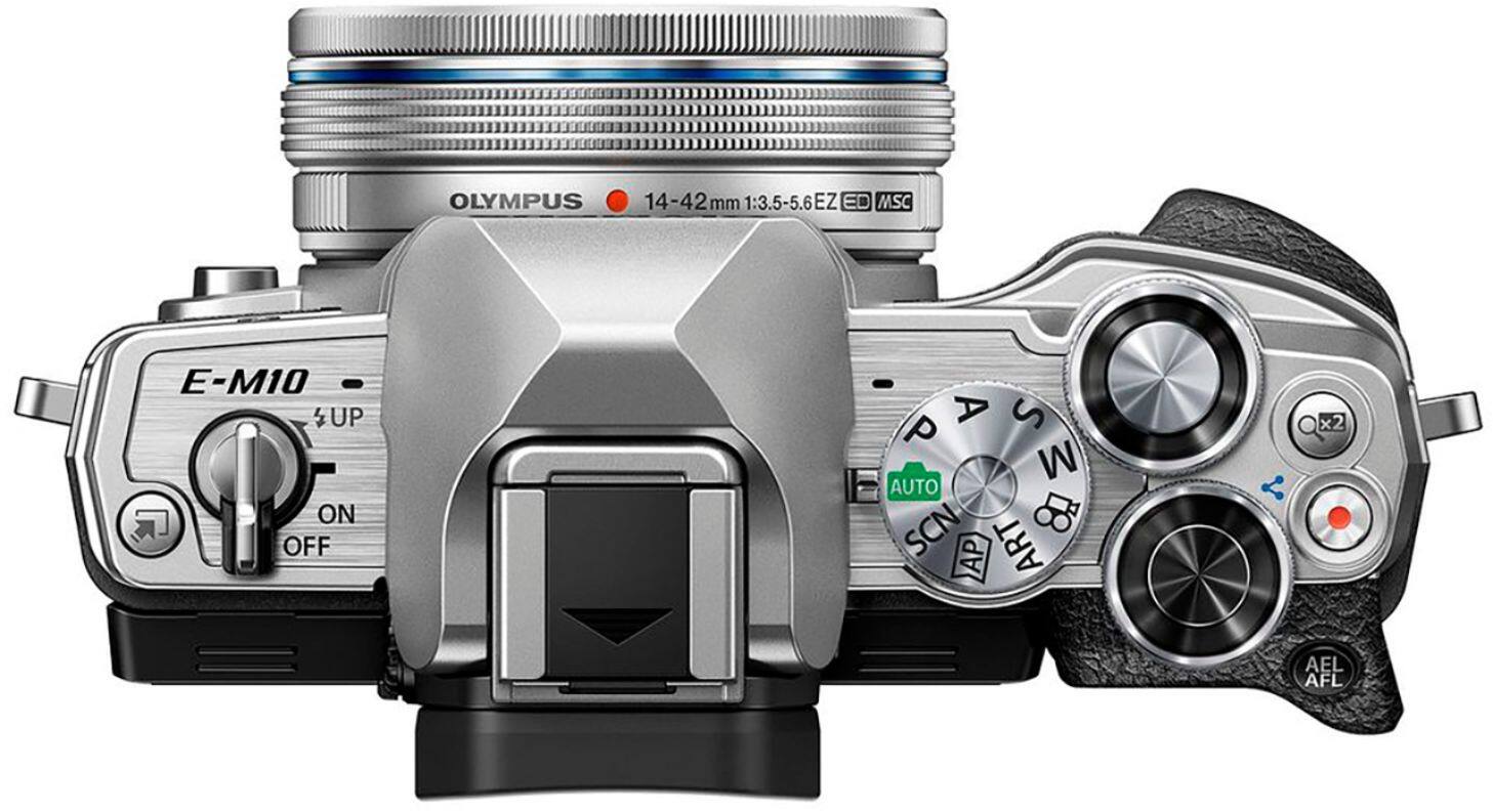 Alt View 1. Olympus - OM-D E-M10 Mark IV Mirrorless Digital Camera with 14-42mm Lens - Silver.