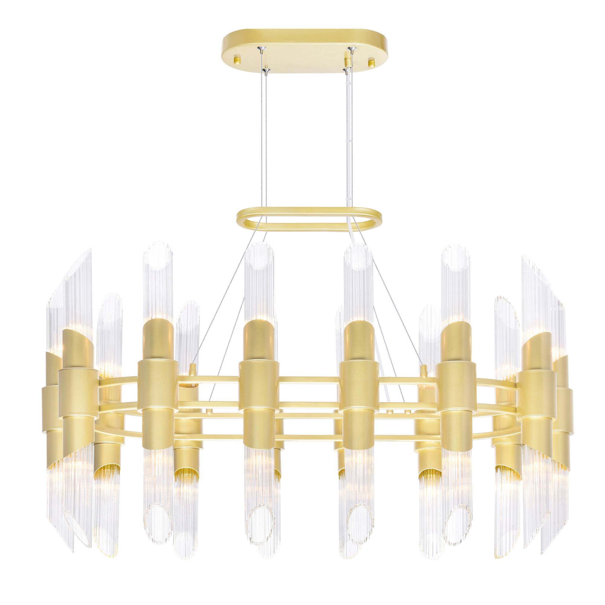 Front. CWI Lighting - Croissant 28 Light Chandelier With Satin Gold Finish - Satin Gold.