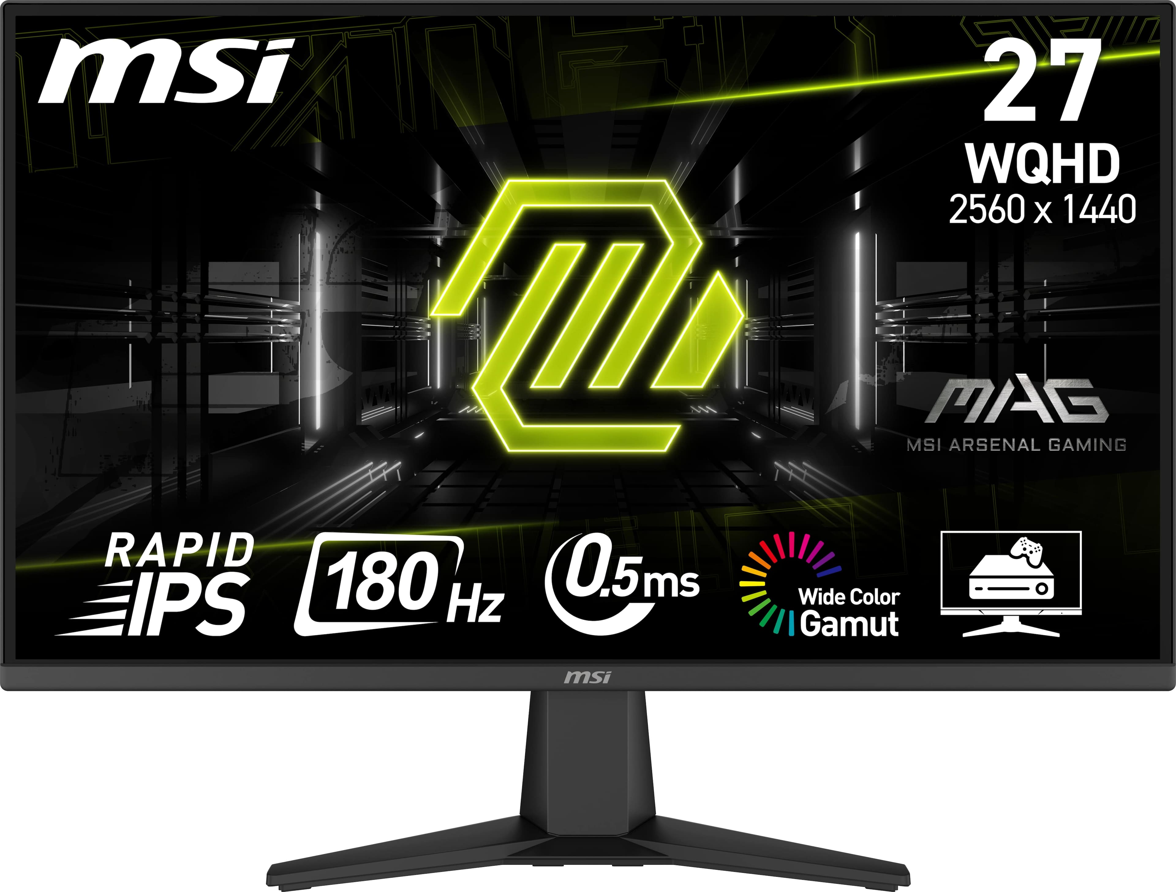 MSI - MAG 275QF 27" QHD Rapid IPS 180Hz 0.5ms Adaptive sync Gaming Monitor with HDR(DisplayPort,HDMI) - Metallic Black - Front_Zoom