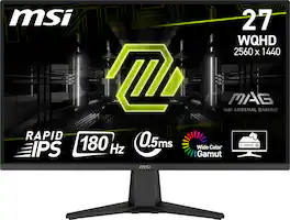 MSI - MAG 275QF 27" QHD Rapid IPS 180Hz 0.5ms Adaptive sync Gaming Monitor with HDR(DisplayPort,HDMI) - Metallic Black