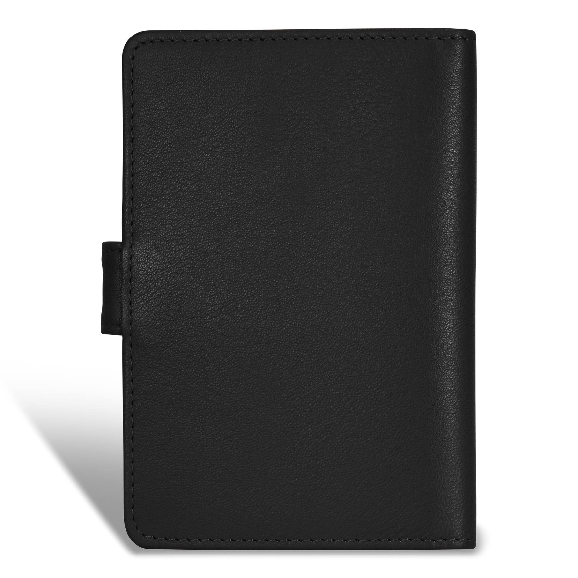 Left. Champs - Onyx Collection Leather Passport Case - Black.