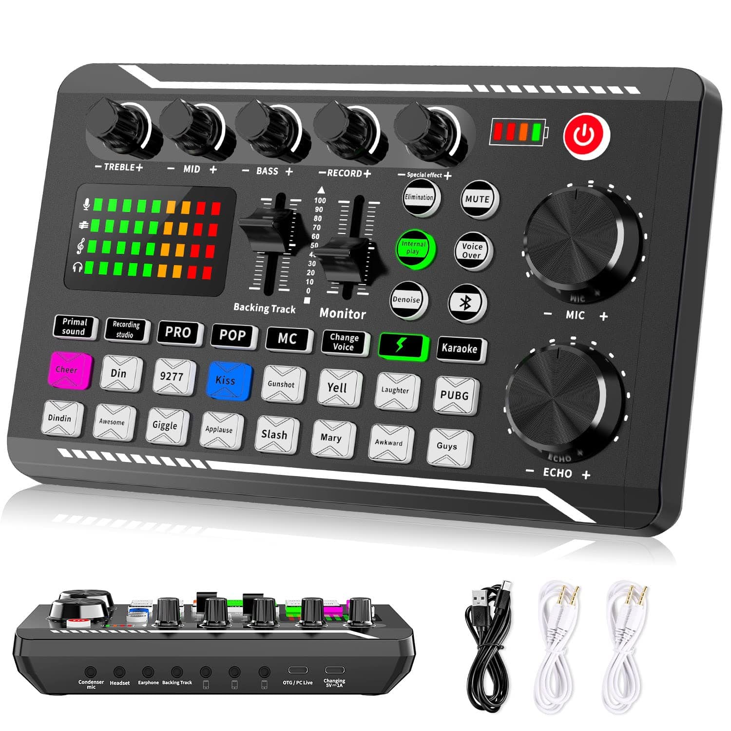 HM 1810 - F998 Live Sound Card Audio Mixer Podcast Interface With Dj Effects Voice Changer For Ps4 Ps5 Karaoke Stream - F998