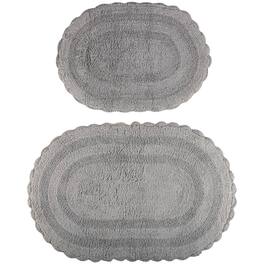 Lavish Home - Reversible Bathroom Rug Set, 2-Pieces, 32”x20”/24”x17” - Gray