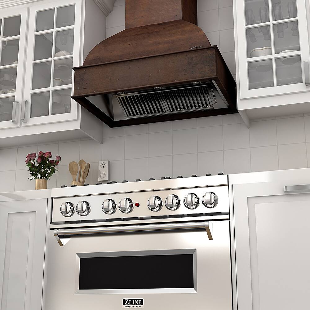 ZLINE 36" Wooden Wall Mount Range Hood in Walnut and Hamilton Includes