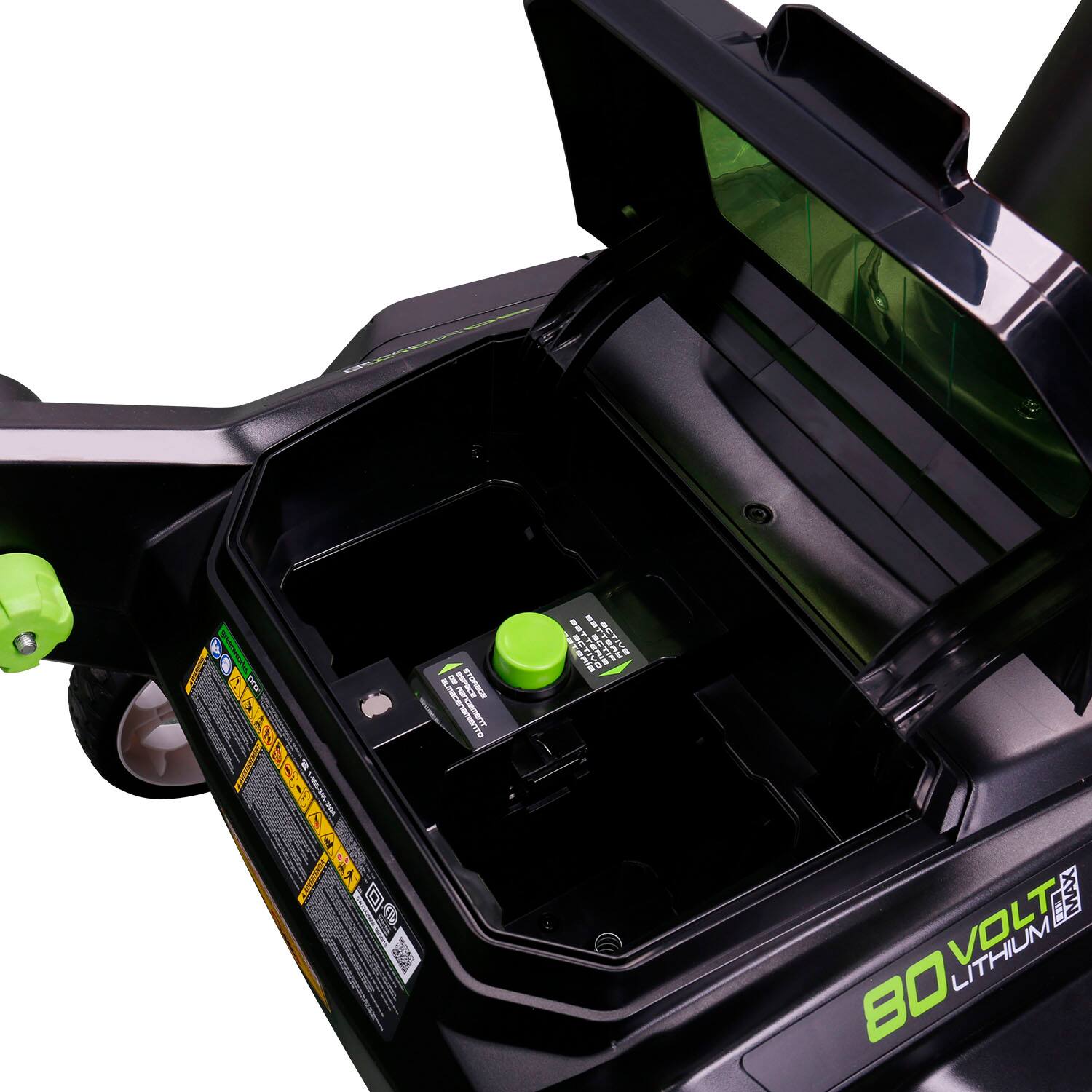 Left. Greenworks - 80V 22” Cordless Brushless Snow Blower with 4.0 Ah Battery and Rapid Charger - Black/Green.