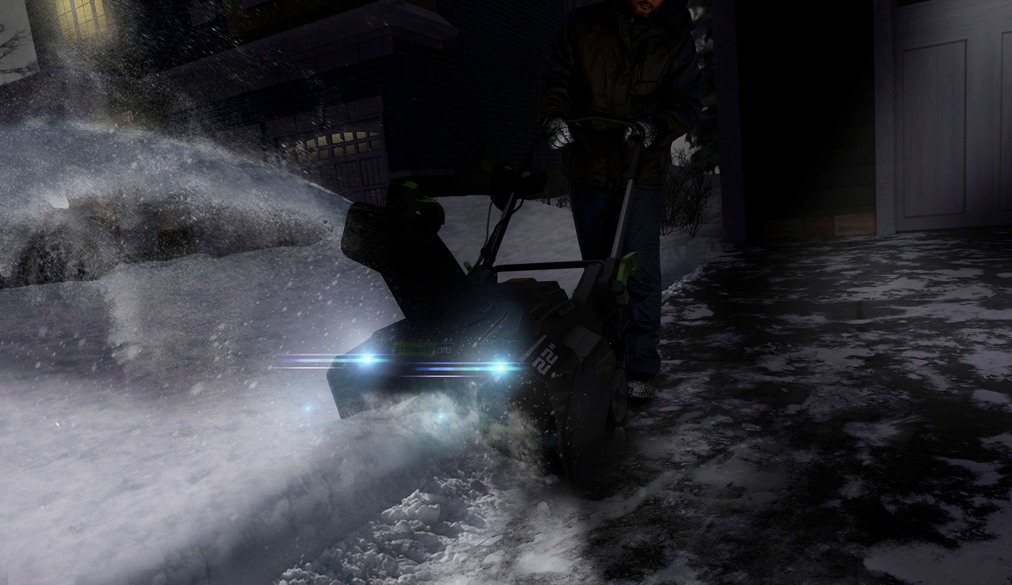 Alt View 20. Greenworks - 80V 22” Cordless Brushless Snow Blower with 4.0 Ah Battery and Rapid Charger - Black/Green.