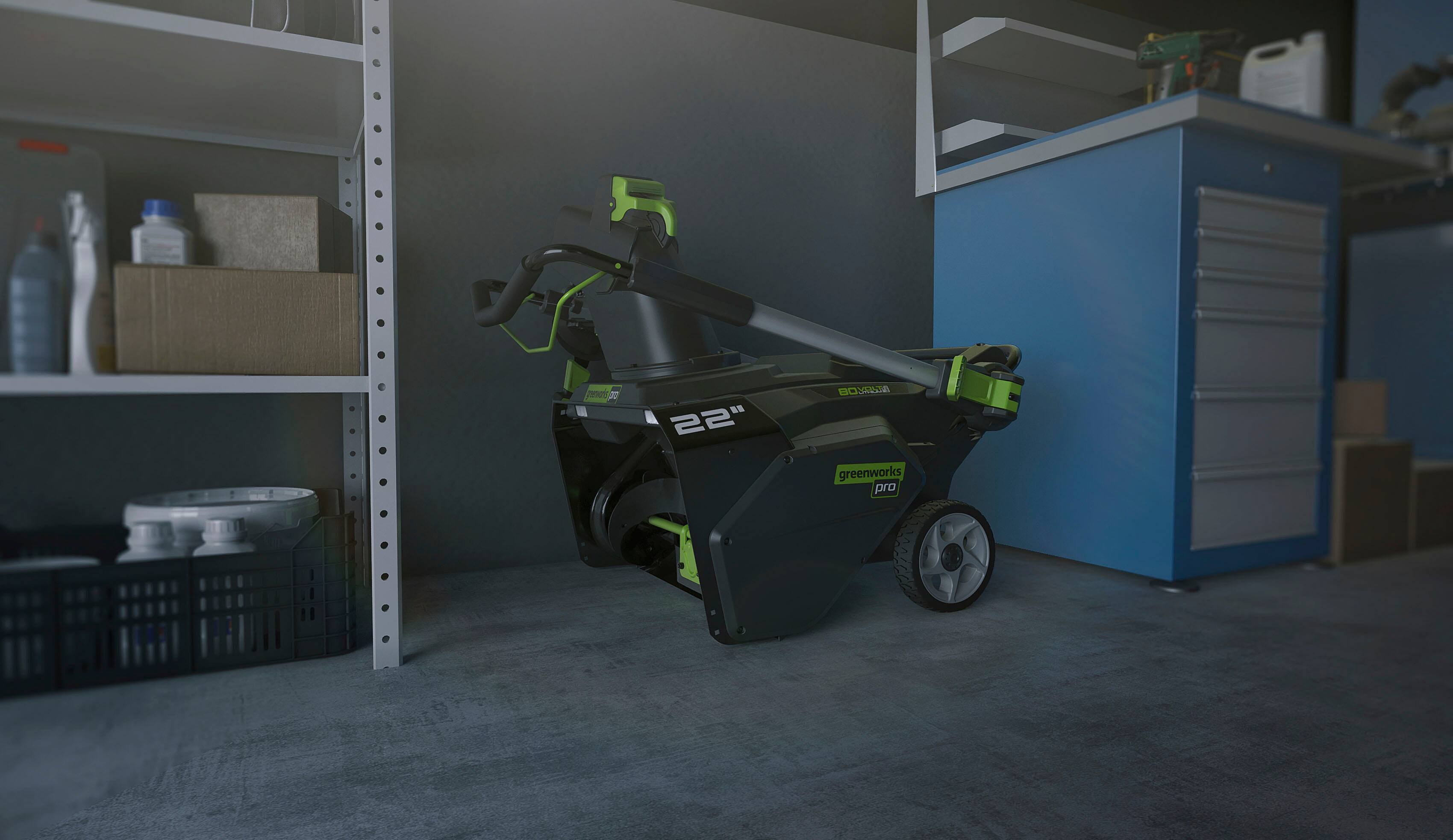 Alt View 21. Greenworks - 80V 22” Cordless Brushless Snow Blower with 4.0 Ah Battery and Rapid Charger - Black/Green.