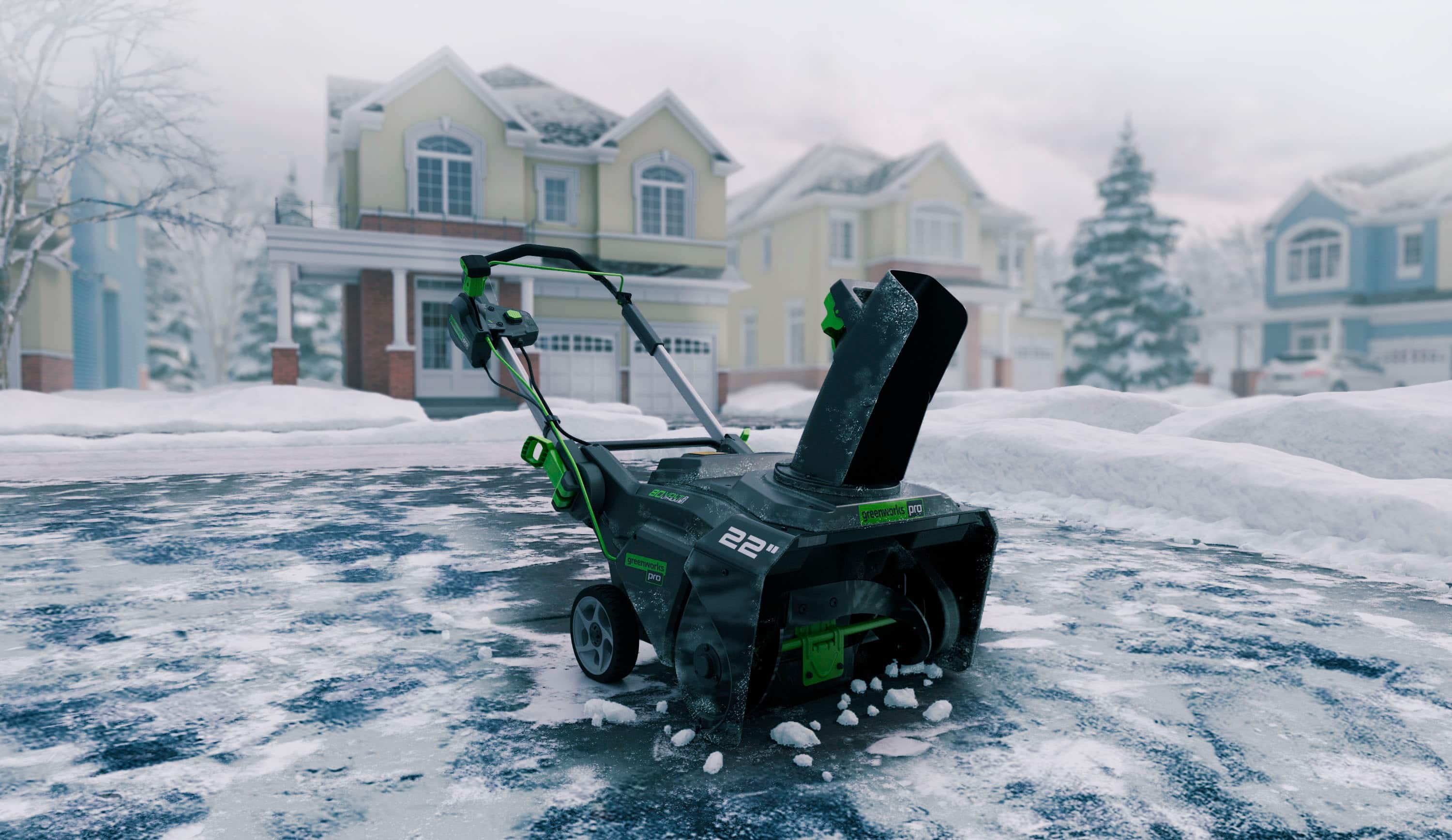 Alt View 22. Greenworks - 80V 22” Cordless Brushless Snow Blower with 4.0 Ah Battery and Rapid Charger - Black/Green.