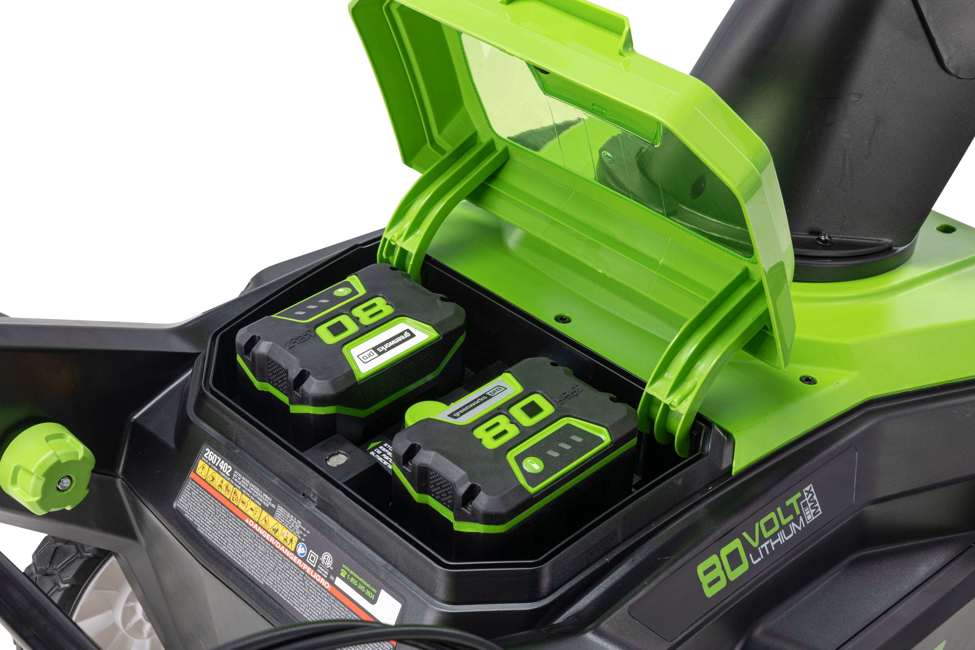 Alt View 25. Greenworks - 80V 22” Cordless Brushless Snow Blower with 4.0 Ah Battery and Rapid Charger - Black/Green.