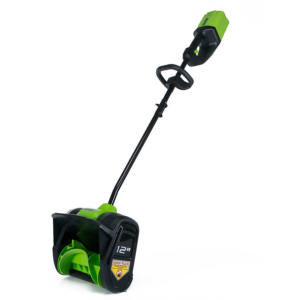 Alt View 12. Greenworks - 80V 12” Cordless Brushless Snow Shovel with 2.0 Ah Battery and Rapid Charger - Black/Green.