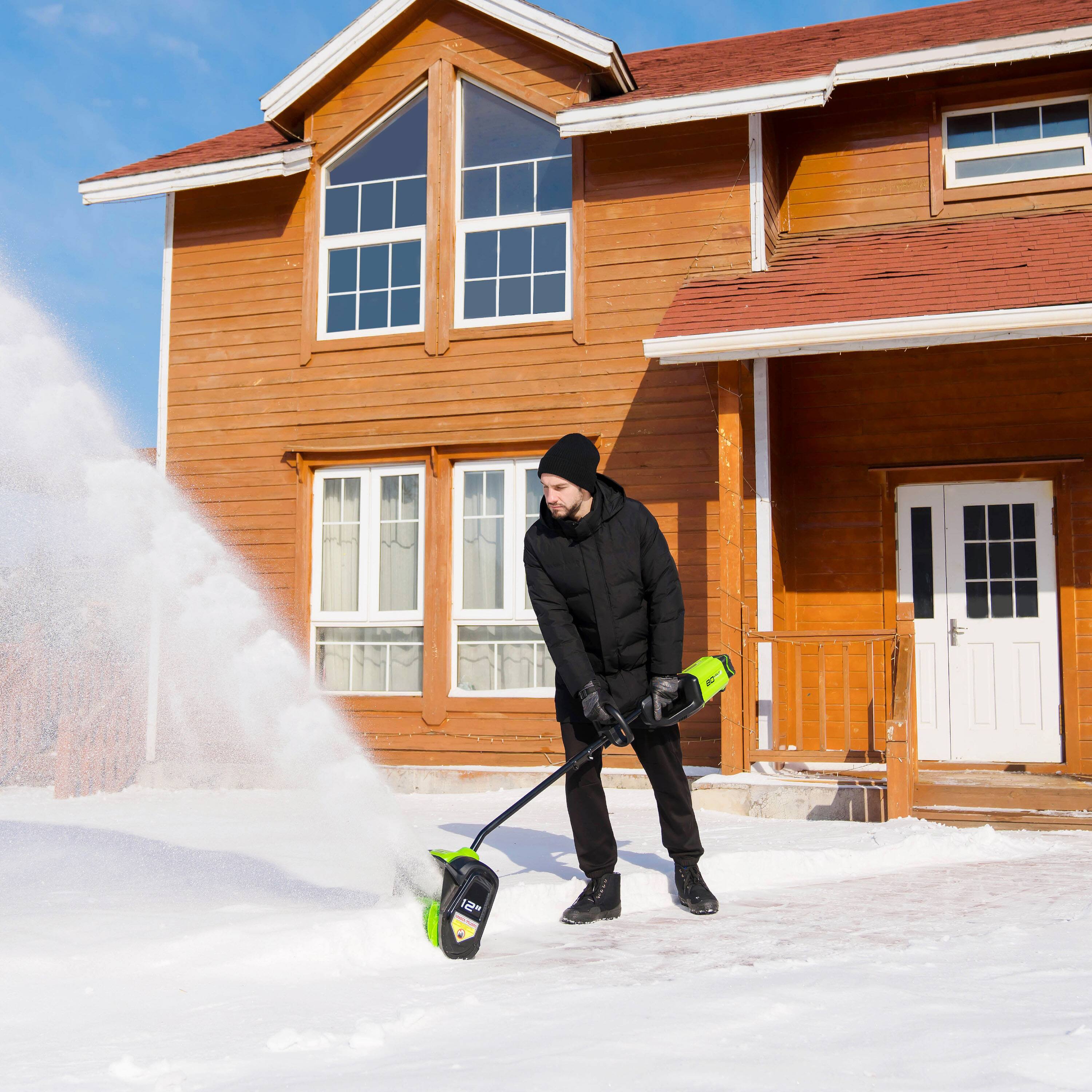 Alt View 18. Greenworks - 80V 20” Snow Blower, and 12" Snow Shovel - 2-Piece Winter Combo Kit with (2) 4.0 Ah Batteries & Rapid Charger - Green.