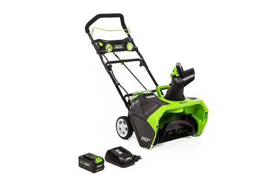 Greenworks - 20 in. 40-Volt Cordless Brushless Snow Blower (6.0Ah Battery and Charger Included) - Black/Green