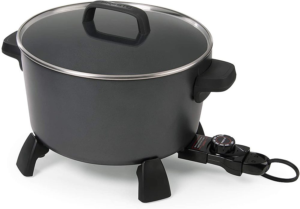 Left View: Presto - Kitchen Kettle™ XL 10-quart Multi-cooker/steamer - Black