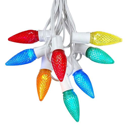 Novelty Lights - 25ct Light String Set with LED C9 Bulbs on White Wire - Multi