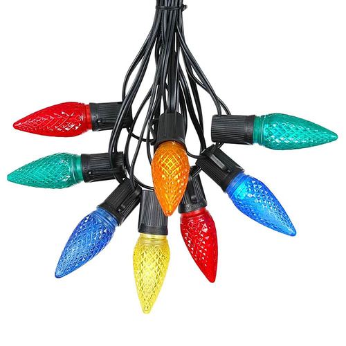 Novelty Lights - 25ct Light String Set with LED C9 Bulbs on Black Wire - Multi