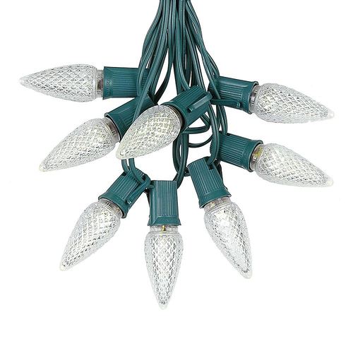 Novelty Lights - 25ct Light String Set with LED C9 Bulbs on Green Wire - Warm White