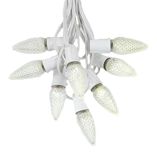 Novelty Lights - 25ct Light String Set with LED C9 Bulbs on White Wire - Warm White