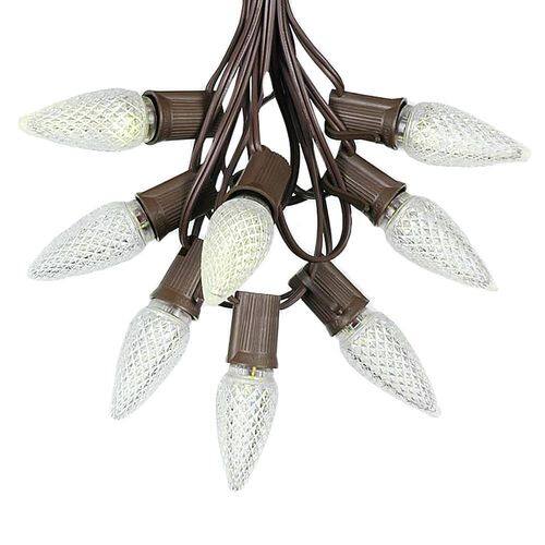 Novelty Lights - 25ct Light String Set with LED C9 Bulbs on Brown Wire - Warm White