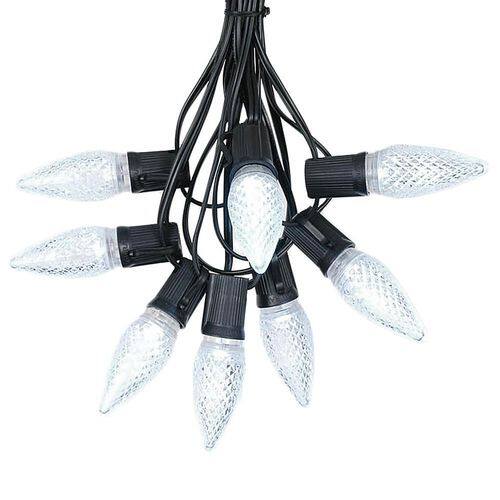 Novelty Lights - 25 Light String Set with LED C9 Bulbs on Black Wire - Pure White