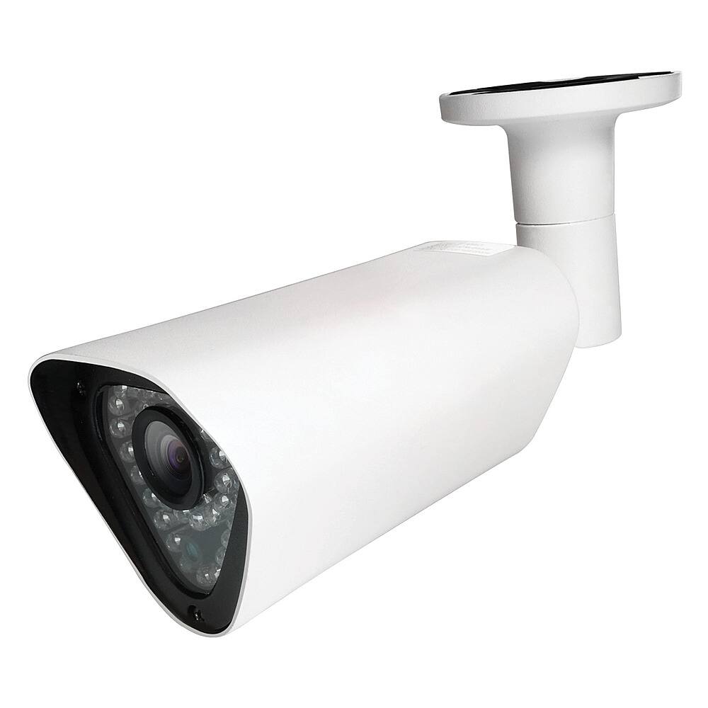 Left View: Soteria - Biometric Indoor/Outdoor Security Camera - White